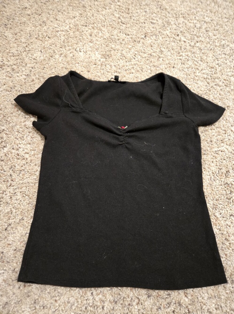Mixed Threads Women's Black Short Sleeve V-Neck